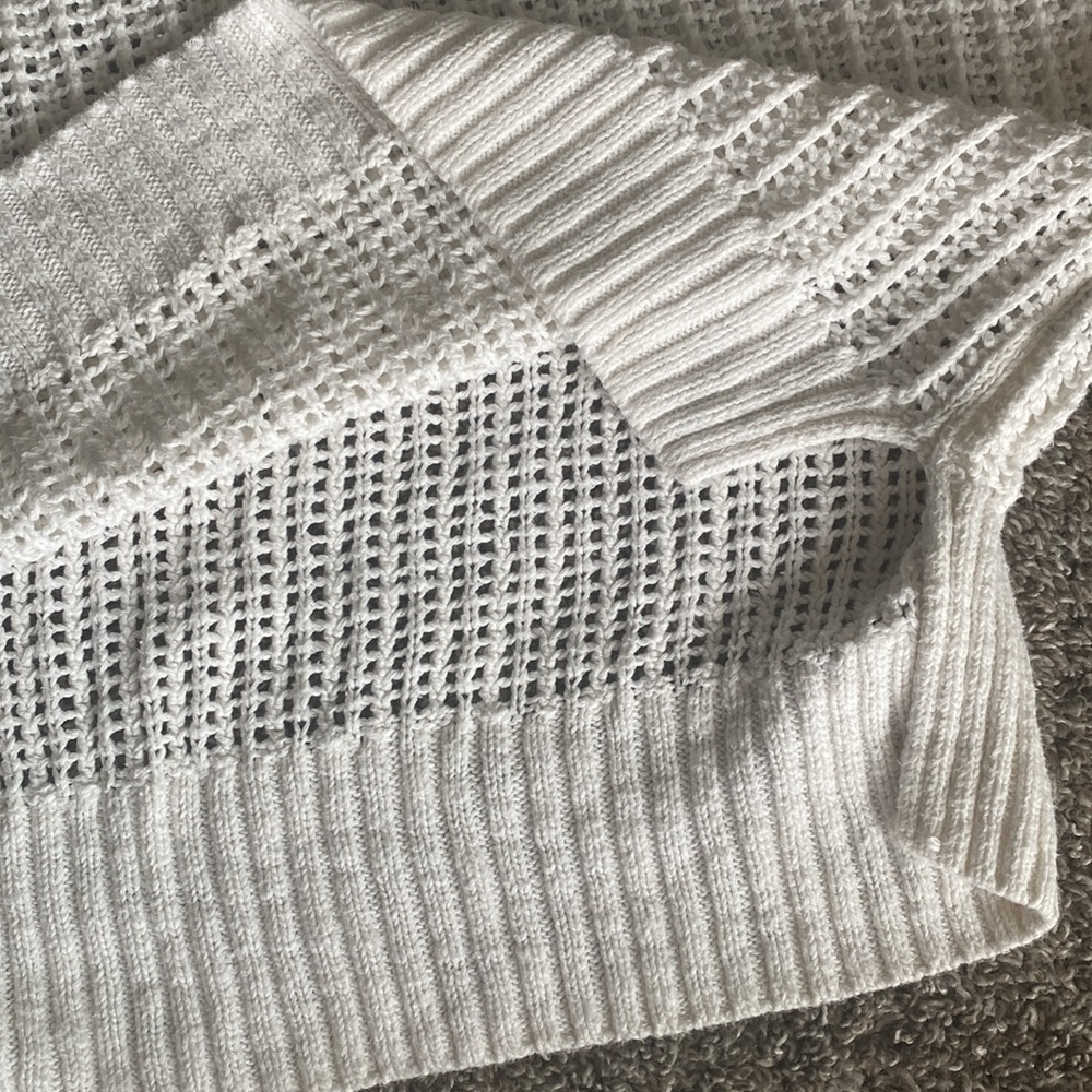 Madewell White Crochet Knit Open Lattice Long Sleeve Sweater, Women’s S - Picture 11 of 16